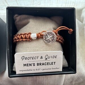 Demdaco Tan Leather Men's Bracelet with Silver Accents